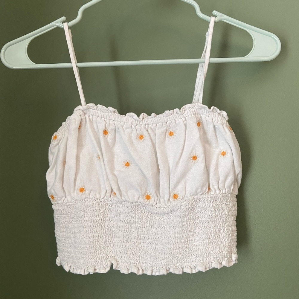 American Eagle Outfitters White and Orange Floral Camisole